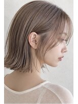 ヘアアンドメイク アース 入間店(HAIR&MAKE EARTH)&nbsp;切りっぱなしボブ × ベージュ