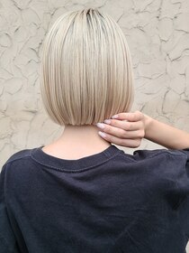 フラッシュパック(FLASH PACK) ハイトーンミニボブピンクベージュ小顔カット