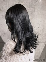 グラ デザイン アンド ヘアー 西院店(GRAS DESIGN & HAIR by HEADLIGHT) ブルーブラック×レイヤーロング×外ハネ