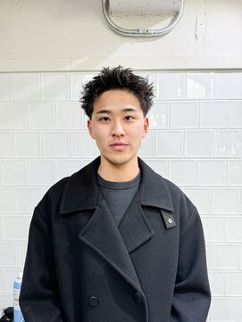 メリケンバーバーショップ フクオカ(MERICAN BARBERSHOP FUK) べリーショートダークアッシュニュアンスパーマ韓国マッシュ