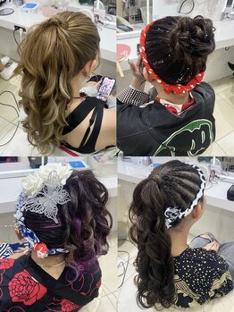 ヘイルジューシー(hail JUICY)の写真/【例大祭のヘアセットご予約受付中】ライブやお祭りなど特別な日のヘアセットと着付けが両方できる！
