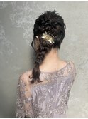編み下ろしヘアセット結婚式ヘアセット三つ編みヘアセット結婚式