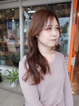 ファンファンバイルー 岐阜(fan fun by Rooo) ブリーチ無しダブルカラー　ベージュカラー　ロングヘア