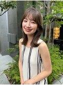 切りっぱなしボブエアリーロング美髪ピンクブラウン