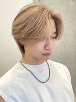 サンクマーケット 渋谷(cinq MARKET)&nbsp;韓国メンズピンクベージュミルクティーカラーセンターパートヘア