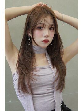 アンジェリカラボ 梅田店(ANGELICA LABO) 韓国風くびれレイヤーカット×グレージュ×透明感ブラウン川又