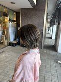 外ハネぱつっとボブレイヤーオリーブベージュ