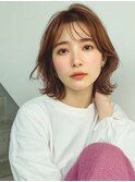 【大人カジュアル】抜け感シースルーバングのくびれ外ハネボブ