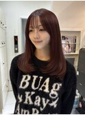 レッドブラウン×艶髪ロング