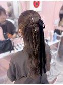 リボンカチモリハーフアップ