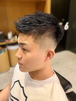 フランクスバーバー アンド ビアークラブ(FRANK'S BARBER and BEER CLUB) 七三オールバックツイストパーマコンマヘアかき上げヘアテクノR