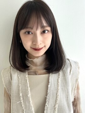 コート 表参道(Cote) ストレートミディ斜めバング/グレージュカラー/シルキーベージュ