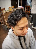 メンズサイドパート×ハードパーマ HOMMEHAIR2nd江ヶ崎
