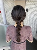編み下ろし　玉ねぎヘア　参列ヘア　二次会ヘア