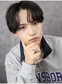 七三センターパートアップバングニュアンスパーマ