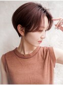 大人可愛い20代30代40代黒髪前下がりひし形小顔ボブ丸みショート