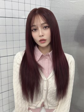 ロムーク 表参道(LOMKH) ロングレイヤーカット顔周りシールエクステ秋ヘーゼルグレージュ