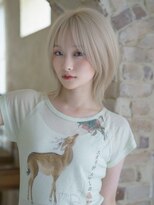ロエル 牛久(Loel) レイヤーカットミルクティー ブロンドハイトーン