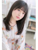 ミック 日暮里店(miq) 大人かわいいチャコールグレー黒髪ロングストレートa1