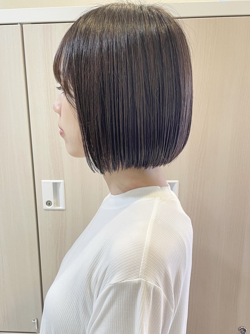 黒髪ボブ 前髪なしボブ センター分け ミニボブ：L193986734｜ラ