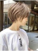 新宿小顔ショートボブ/くびれ丸み/白髪ぼかし/ハイライトカラー