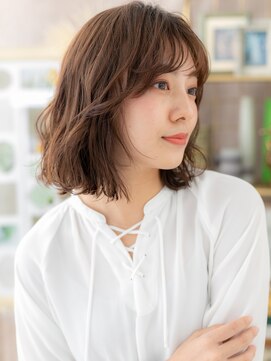 カバーヘア ブリス 上尾西口店(COVER HAIR bliss) 斜めバング乾かすだけひし形抜け感ボブパーマh3上尾20代30代40代