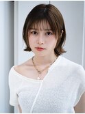 4耳かけボブパーマオリーブベージュボブウェーブミディアム小顔