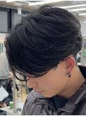 センターパートニュアンスパーマ波巻きスパイラルパーマフェザー