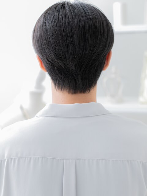 黒髪センターパートナチュラルマッシュヘア―a越谷20代30代40代