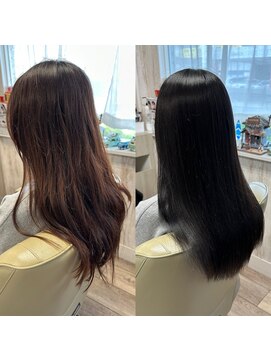 ボスヘアー ニーノ(BOSS hair Nino) 髪質改善カラー/ロングヘア/アッシュブラック/20代/30代/40代