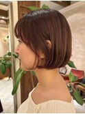 ★顎ラインボブ/暖色カラー/小顔ボブ/ワンレングスボブ/銀座30代