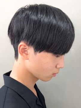 エルマーク 堺東(L-MARK) 黒髪マッシュナチュラルマッシュメンズヘア韓国ツーブロック