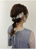 編み下ろしヘアセット結婚式お呼ばれヘアセットダウンスタイル