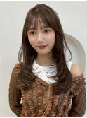 顔周りレイヤーカットロングレイヤーボブ韓国ヘアハッシュカット