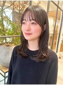 ★小顔大人可愛モテ髪薄めバンググレージュカラーロングレイヤー