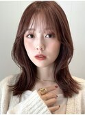 くびれミディアム/前髪パーマ/韓国/小顔カット/簡単スタイリング