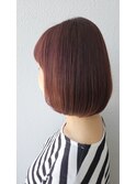 ピンクブラウン/ボブ/白髪ぼかしハイライト