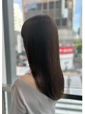 小顔ヘア グレージュセミロング