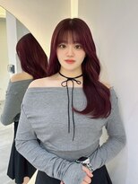 ピンクラベンダー_オリーブベージュレイヤーカットウェットヘア