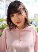 外ハネ/ボブ/春カラー/韓国くびれミディアム/伸ばしかけボブ