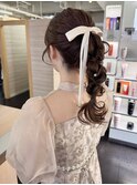 パーティーヘアアレンジ編みおろしポニーテール
