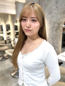 ロンドイディールバンダイ 新潟万代(Lond ideal) アプリコットオレンジくびれヘアハイライトカラー