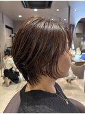 レイヤーショートカット/秋カラー/ショートボブ/30代/40代/50代