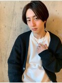 ナチュラルパーマ　センターパート　ラウンドマッシュ