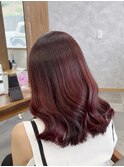 「柏倉指名」チェリーレッド×ミディアム巻き髪