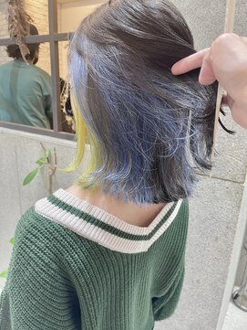 フェリア 松山(Feria) 【Feria松山】ブルー×イエローインナーカラー“石田幸輔”