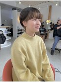 イメチェン/フルバング/似合わせカット/レッドブラウン/モード