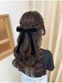 ハーフアップ ハーフツイン 巻きおろし ライブヘア 参列ヘア