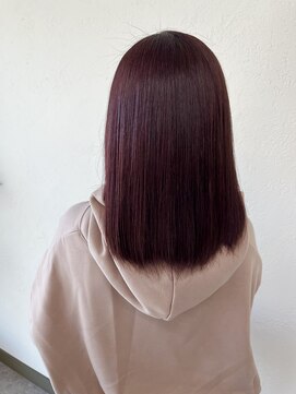 ガルボヘアー 桟橋店(garbo hair) バーガンディレッド ボルドー セミロング カクテル