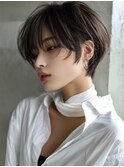 ☆ホワイトグレージュミニウルフデジタルパーマチェリーブラウン